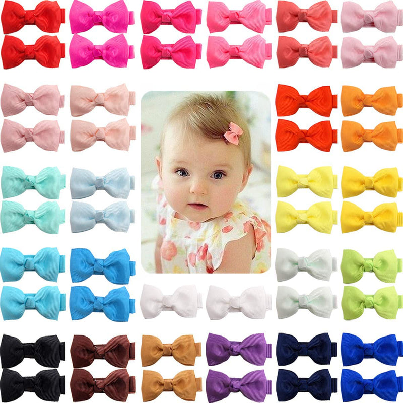 [Australia] - JOYOYO 50 Pcs Baby Hair Clips Baby Hair Bows with Full Ribbon Covered Baby Care Clips Craft 2 Inch Ribbon Bows, Small Hair Clips for Baby Fine Hair 