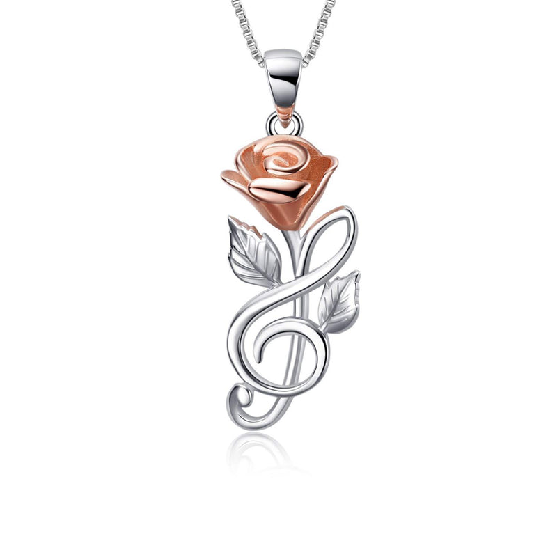 [Australia] - Sterling Silver Heart Rose Necklaces for Women,Engraved Love You Forever Pendant Necklace Chain Jewellery Gifts For Mum Daughter Women Girls C Rose flower necklace B 