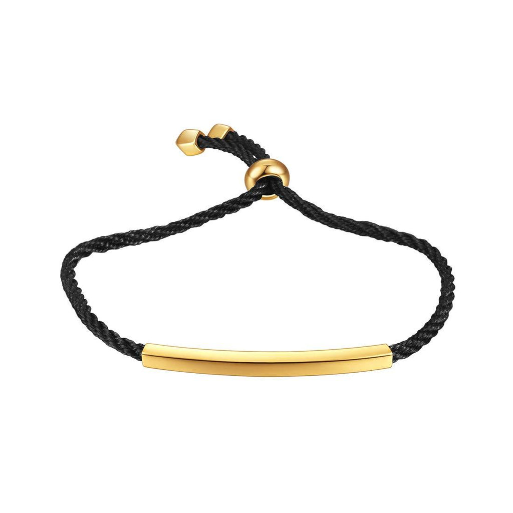 [Australia] - Adjustable Rope Chain Bracelet for Women, 18K Gold Plated with Black Blue Brown Gold Chain Rope, Four Colors (black) 