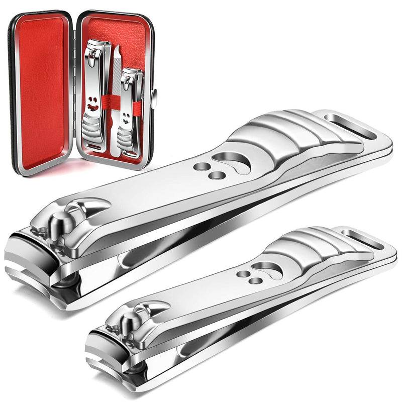 [Australia] - longzon Nail Clippers, 2 Pack Nail Clipper Set Stainless Steel Nail Cutter Fingernails Toenails Thick Nails Kit for Men&Women 