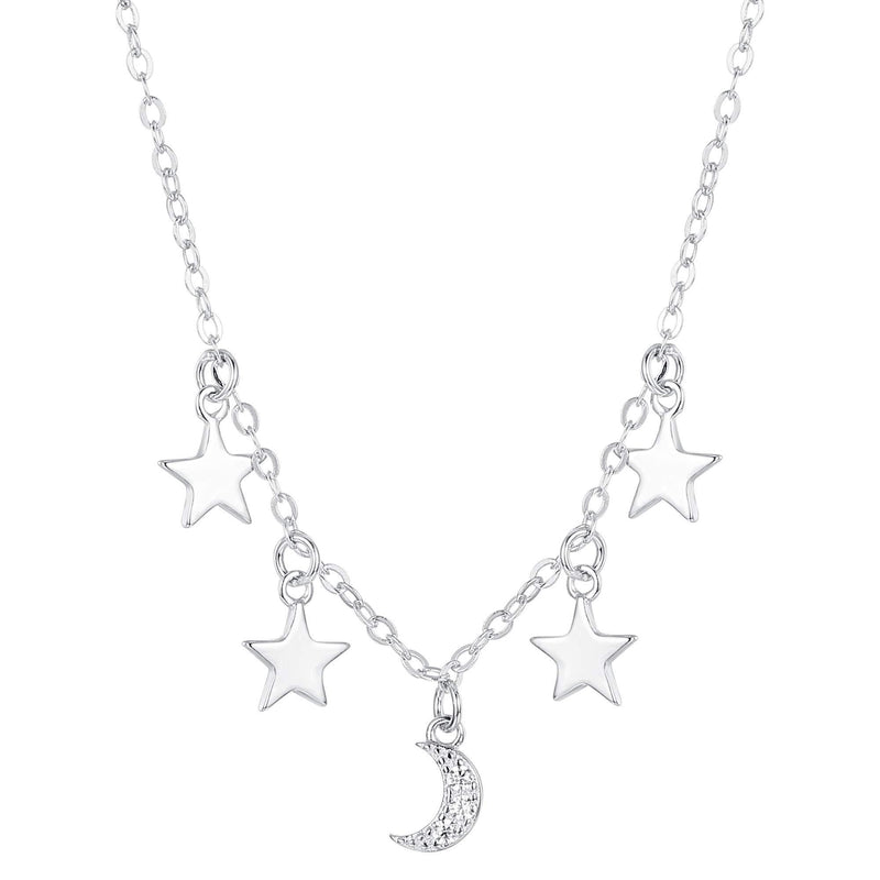 [Australia] - Sllaiss S925 Sterling Silver Star Moon Choker Necklace for Women Dainty 18K Gold Plated Moon and Star Pendant Necklace Jewellery Gift for Her A:silver 