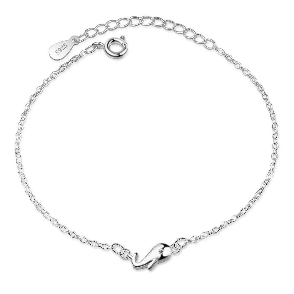 [Australia] - Minimalist 925 Sterling Silver Whale Dolphin Bracelet for Women 925 Sterling Silver Anniversary Birthday Jewellery Gift 