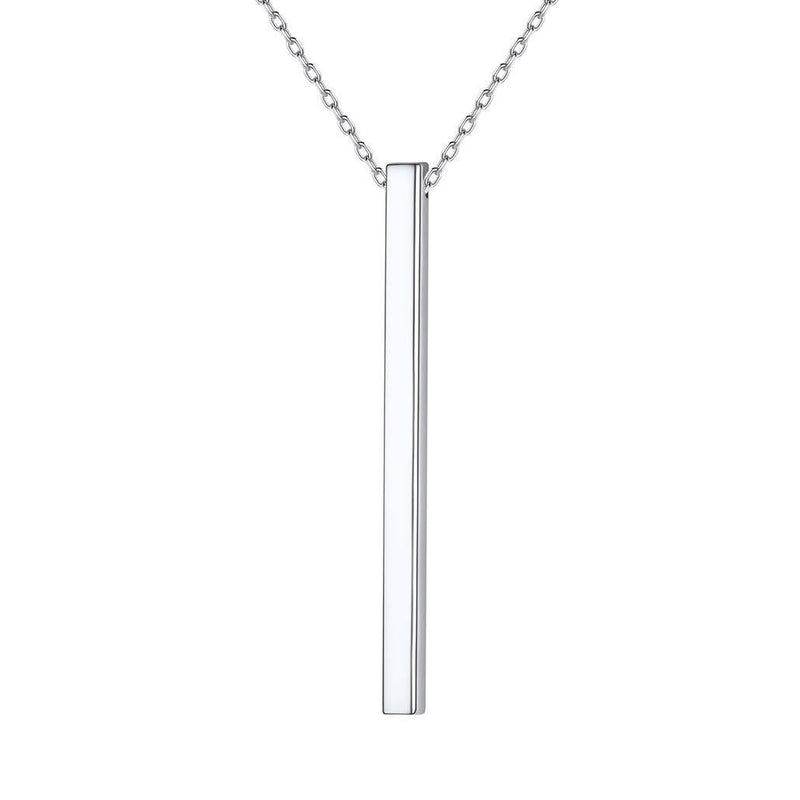 [Australia] - Silvora Sterling Silver Vertical Bar Pendant Necklace Personalized Custom Simple Neck Jewelry for Women Girls 01. 2mm Bar-silver 