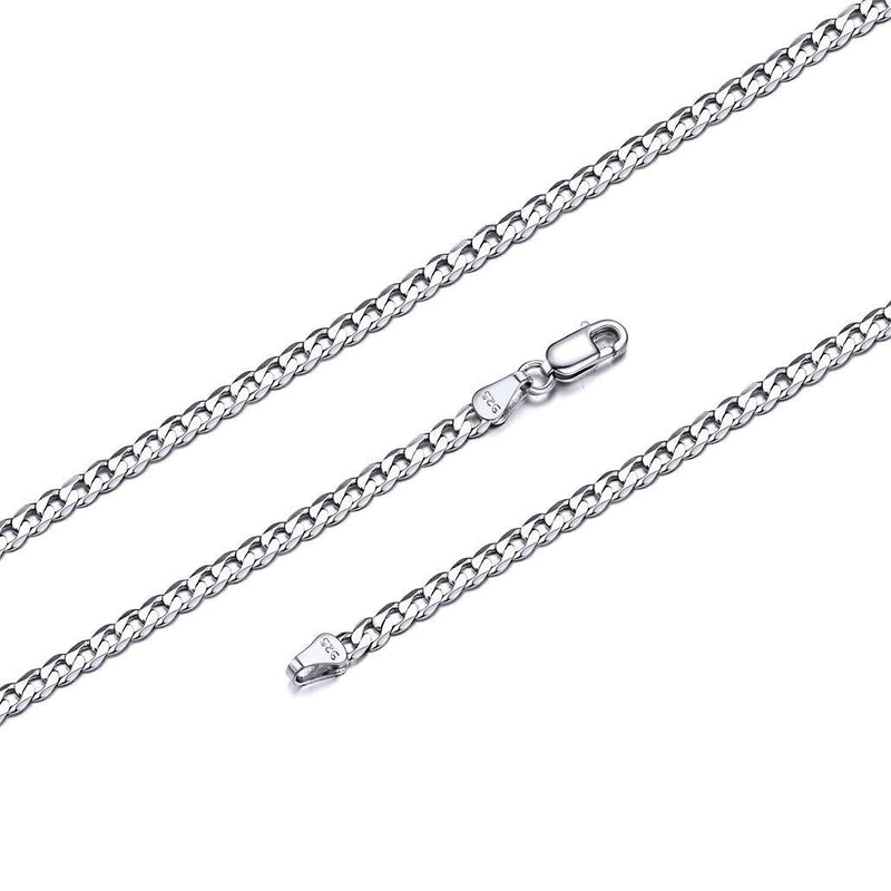 [Australia] - Silvora S925 Curb Link Chain Necklace 3MM/5MM, Sterling Silver Figaro Link Chains for Men Women Italy Miami Curb Chains 14-28 Inches 20.0 Inches 01. Silver-3mm Curb Chain 