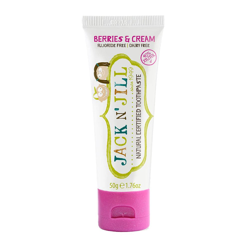 [Australia] - Jack N' Jill Kids Natural Toothpaste, Made with Natural Ingredients, Helps Soothe Gums and Fight Tooth Decay, Suitable from 6 Months Plus Berries and Cream Flavour 1 x 50g 