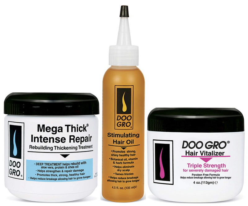 [Australia] - Doo Gro Mega Thick Intense Repair 16oz with Stimulating Growth Oil 4.5 fl. oz & Hair Vitalizer Triple Strength 4oz 