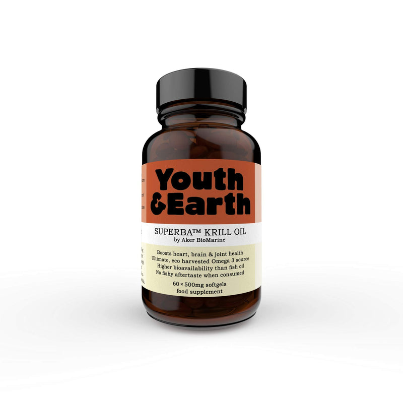 [Australia] - Ultra-Pure Superba Krill Oil - Antarctic Krill Oil Capsules - Sustainably Fished by Aker BioMarine - Source of Omega-3s EPA, DHA & Astaxanthin - Potent Antioxidant - Made in The UK by Youth & Earth 