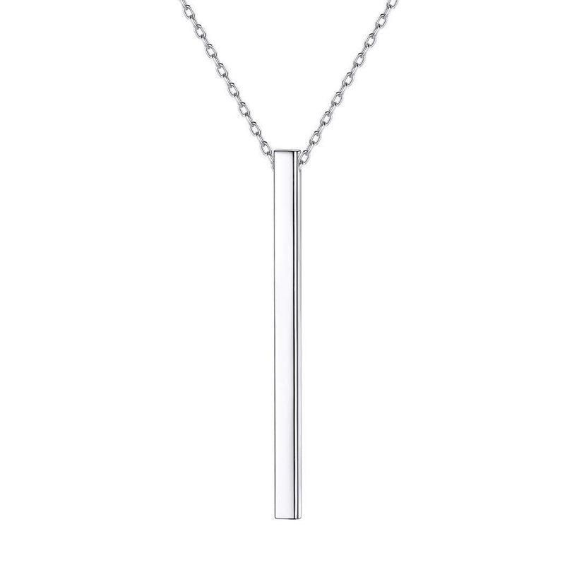 [Australia] - PROSILVER Silver Bar Necklace Blanks Women Simple 925 Silver Pendant with Chain 