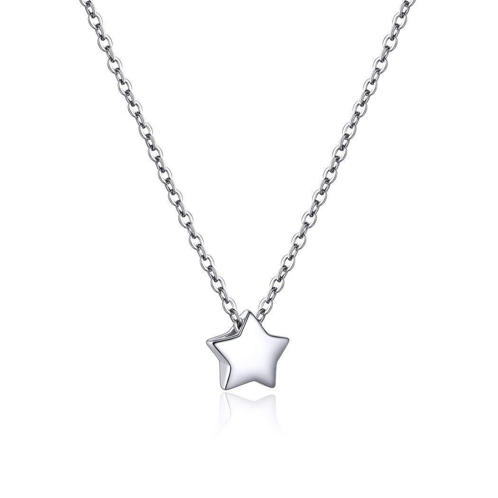 [Australia] - PROSILVER Silver Star Necklaces for Women Valentine's Day Gift White Gold Necklace Little Small Sterling Silver Jewelry 