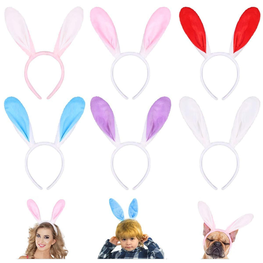 [Australia] - Bunny Ears Headband Plush Rabbit Hair Bands for Kids Adult, Frcolor Easter Party Favor Costume Accessories 6Pcs 