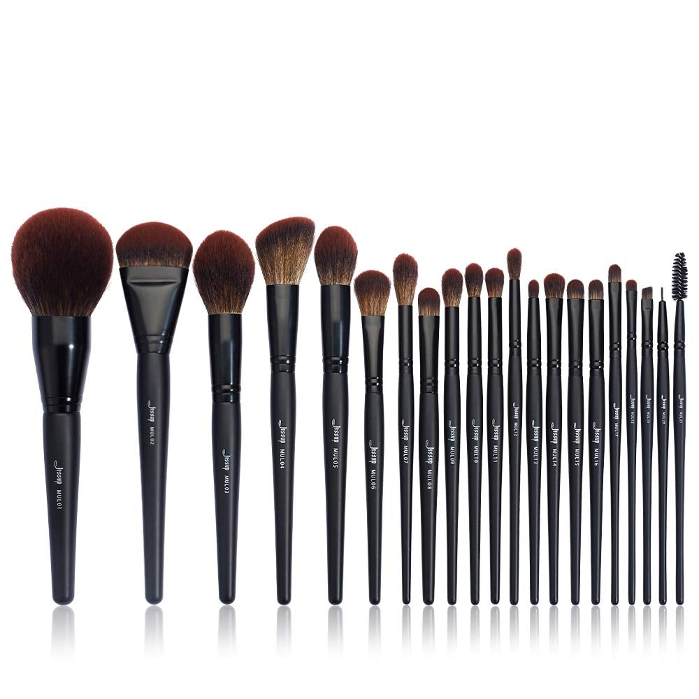 [Australia] - Jessup Make Up Brush Set Professional 21Pcs Black Complete Collection,Synthetic Hair,Powder Blending Foundation Highlight Contour Concealer Eyeshadow Eye liner Spoolie T271 