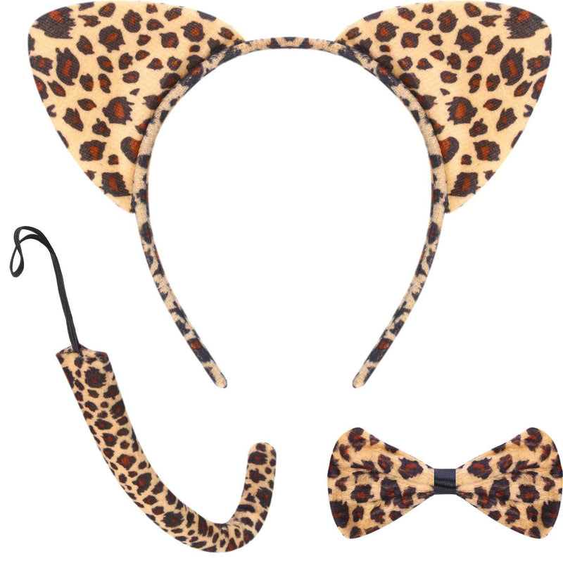[Australia] - Ears Headband Set Ears Tail Bow Tie Animal Dress Set Fancy Dress Costume Party Decoration Accessory (Leopard) Animal Print 