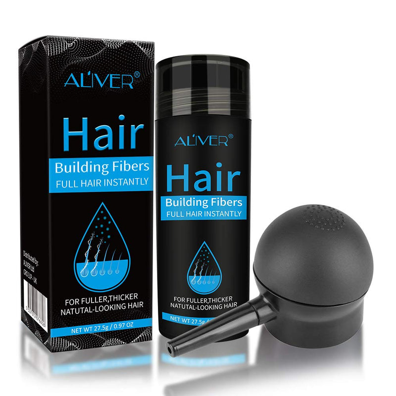 [Australia] - Hair Building Fibers, Nature Keratin Hair Fibers Black, Full Hair Instantly, Professional Quality Fiber Hair Powder Spray for Men and Women (Black) Black and Spray Applicator 