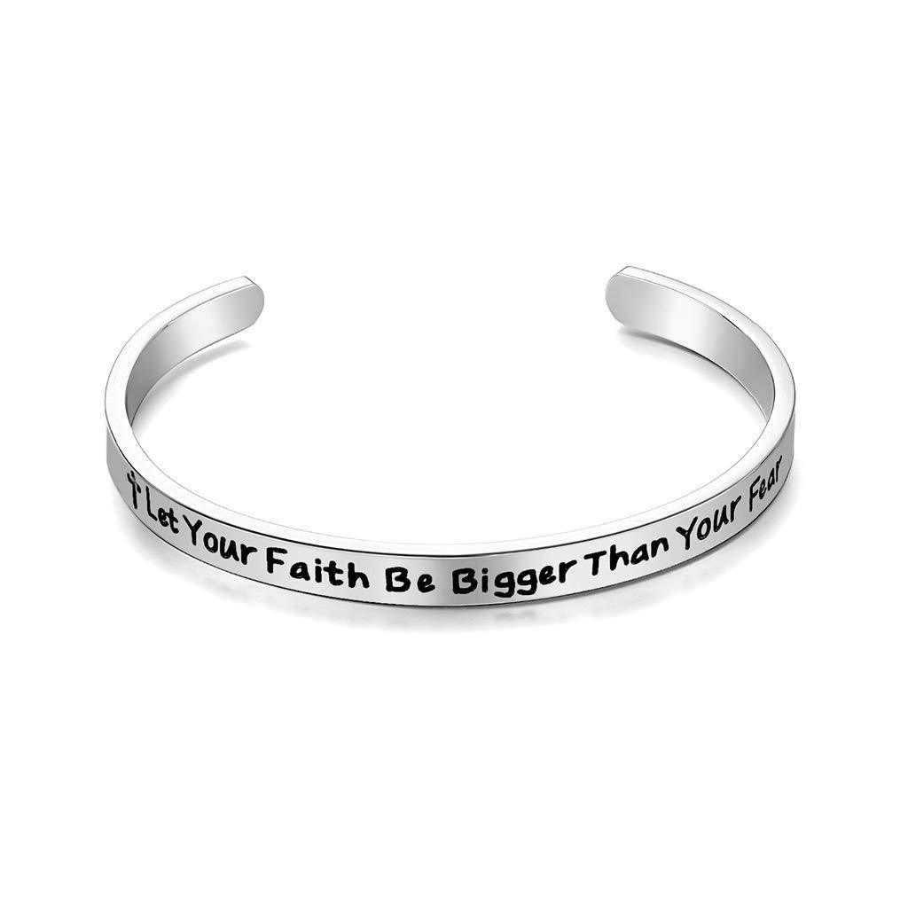 [Australia] - CERSLIMO Inspirational Bracelets for Women Girls Men Teens Friendship Gifts Cuff Encouragement Positive Quote Bangle Gifts for Best Friend(4/6/9/12mm) 22-let your faith be bigger than your fear 