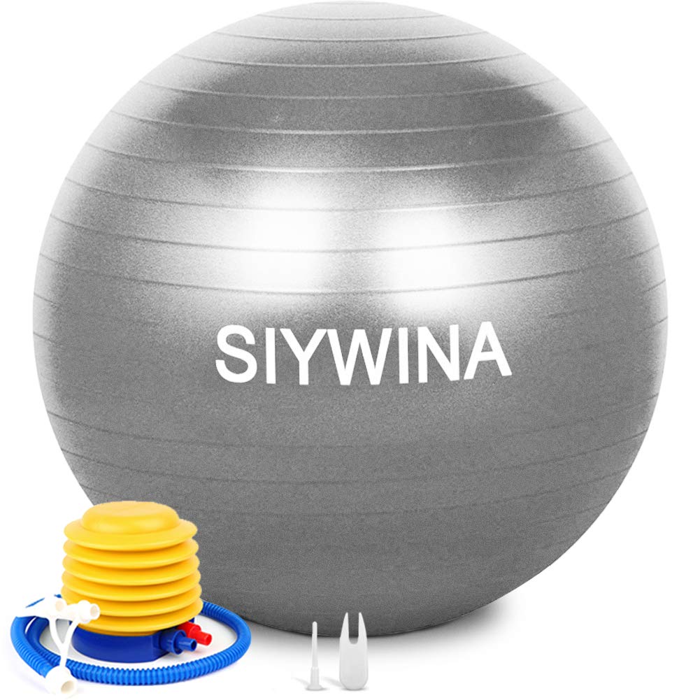 [Australia] - SIYWINA Exercise Ball Yoga Ball Chair 55cm,65cm Birthing Ball Maternity Ball with Quick Pump Anti-Burst for Pilates, Fitness, Pregnancy Silver 55cm（21.6〃） 