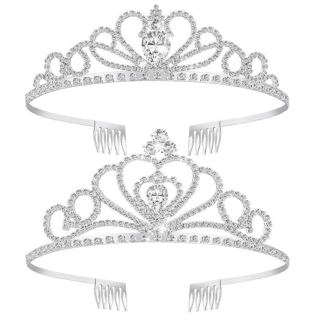 [Australia] - Wedding Tiara 2 Pack, Frcolor Crystal Rhinestones Tiara Crown with Comb Bridal Birthday Tiara Headband 