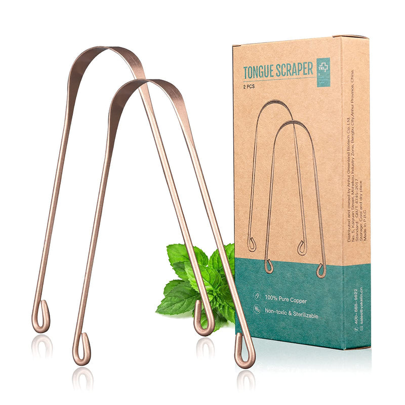 [Australia] - Y-Kelin 2 Pcs Copper Tongue Scraper Tongue Brush for Oral Care (2 pcs Copper) 2 Count (Pack of 1) 