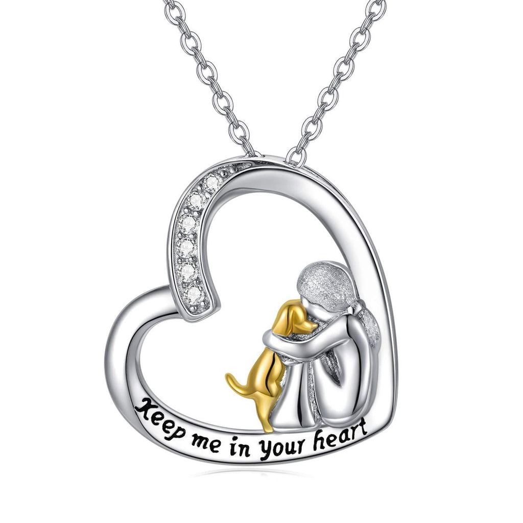 [Australia] - Dog Necklace 925 Sterling Silver Heart Pet Keepsake Pendant Dog Memorial Gifts Dog Themed Jewellery Dog Walker Gifts for Dog Owners 