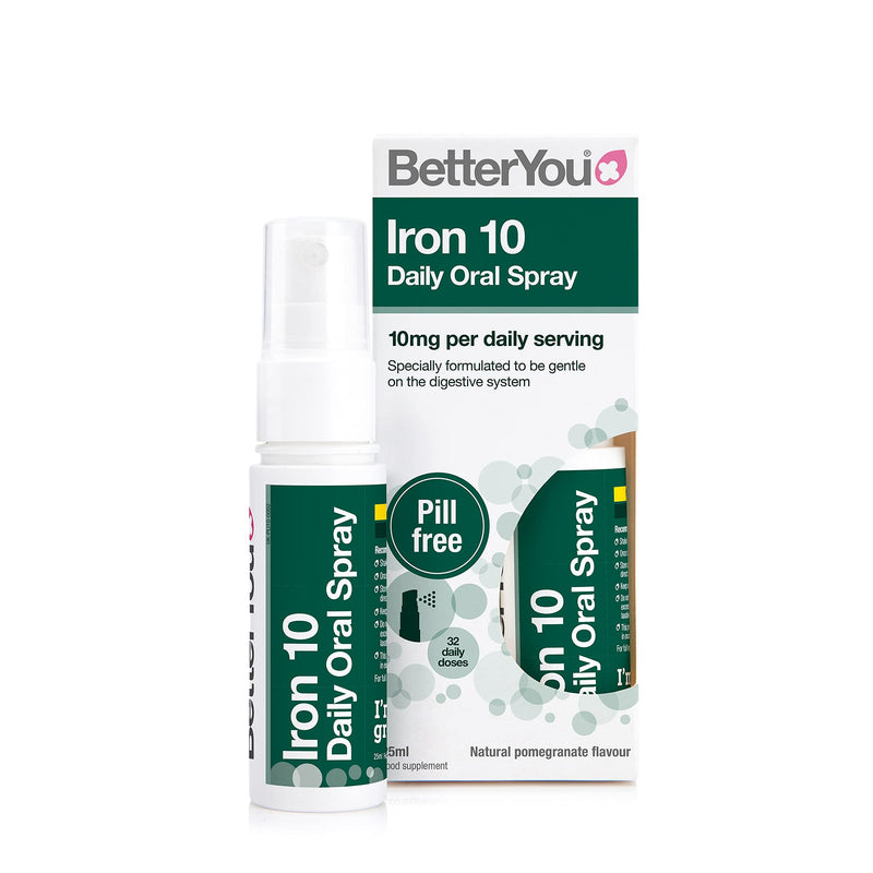 [Australia] - BetterYou Iron 10 Daily Oral Spray | Iron Supplement and Immune System Support | Delivers 10mg of Highly Absorbable Iron Per Dose | 25ml | 32 Daily Doses | Natural Pomegrante Flavour 