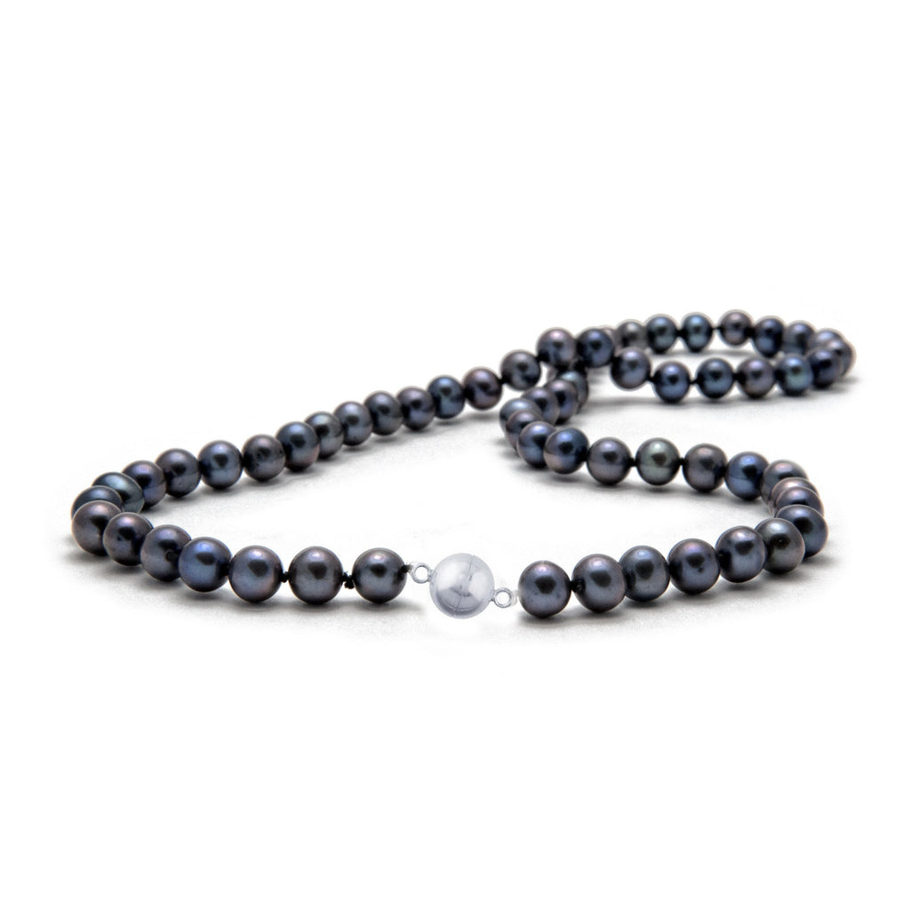 [Australia] - Elegant AA Grade 8-9mm Natural Black Freshwater Pearl Necklace For Women, Ladies Presented in A beautiful Jewellery Gift Box 63.0 Centimetres 