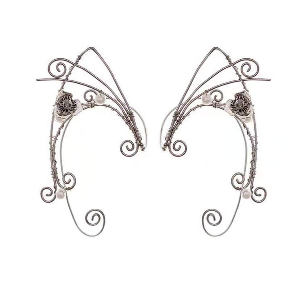 [Australia] - Elf Ear Cuffs, Handmade Clip-on Earrings Elven Cuff Wrap Earrings for Women - Pearl Wing Tassel Filigree - Fantasy Fairy Halloween Costume, Cosplay, Wedding, Handcraft Style 1 