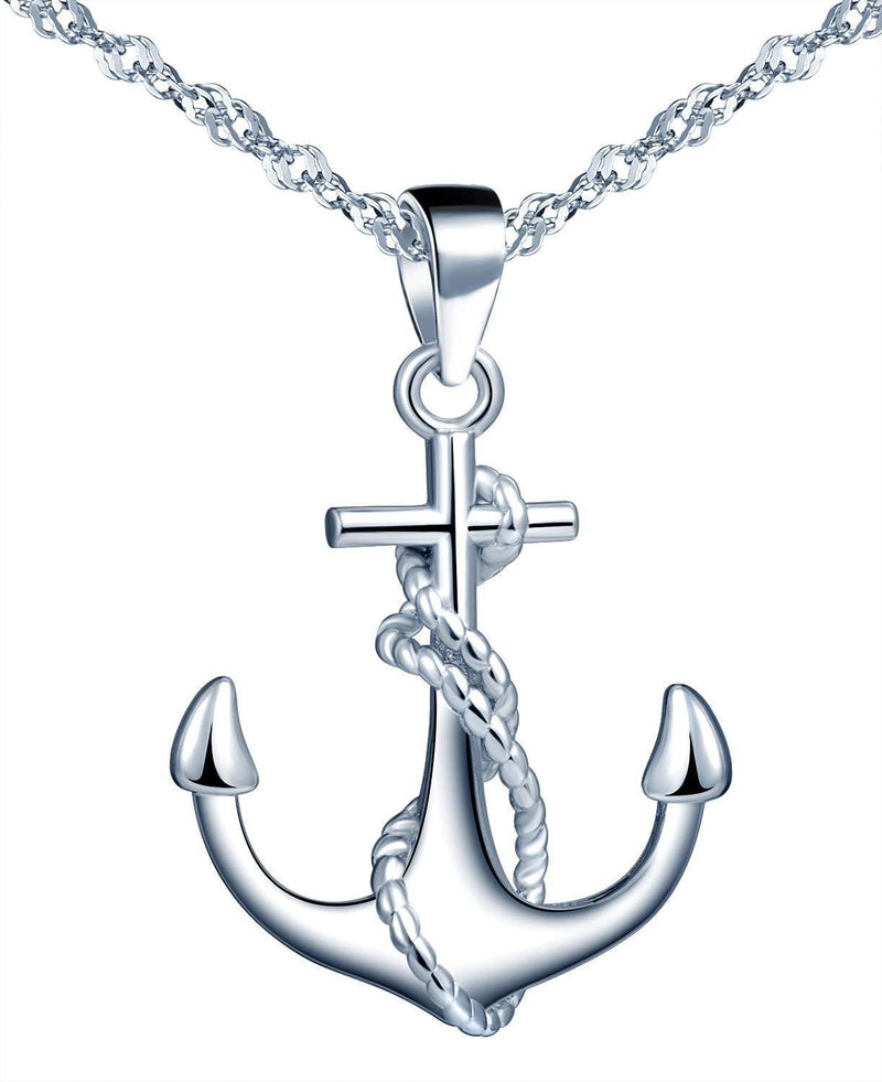 [Australia] - Yumilok Anchor Necklaces Retro Unique Navy Style 925 Sterling Silver Necklace for Women, 18" 
