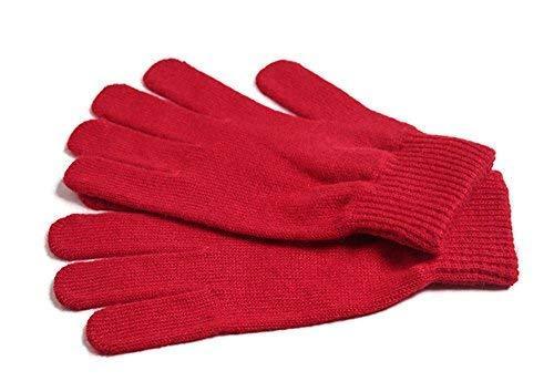 [Australia] - iMongol-Pure Cashmere Ladies Gloves Women Full Fingers Gloves Mittens -Warm Wool -FBA Red 