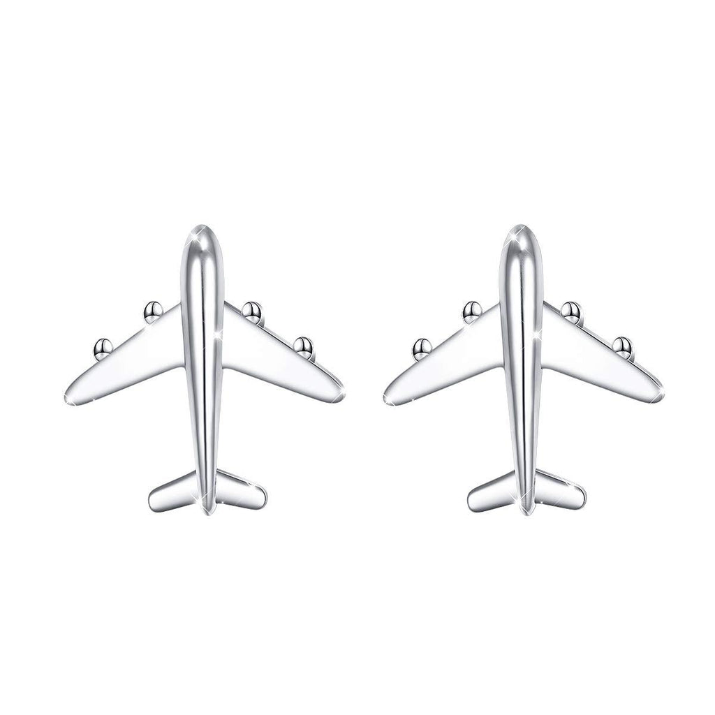 [Australia] - Women/Men Stud Earrings 925 Sterling Silver Simple Style Football/Airplane Dainty Earrings Hypoallergenic Airplane 