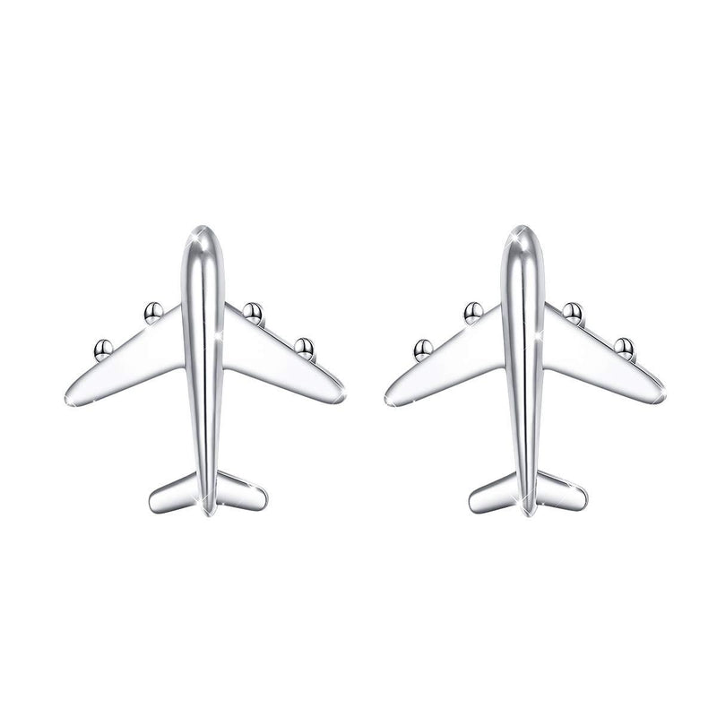 [Australia] - Women/Men Stud Earrings 925 Sterling Silver Simple Style Football/Airplane Dainty Earrings Hypoallergenic Airplane 