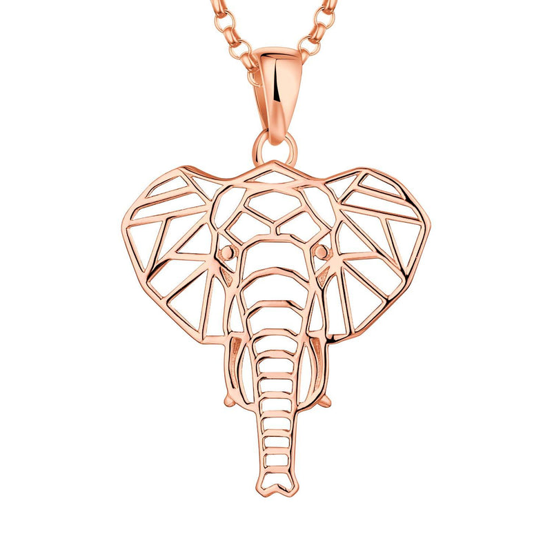 [Australia] - JO WISDOM Women Elephant Necklace,925 Sterling Silver Lucky Animal Amulet Pendant Necklace Color Oro Rosa 