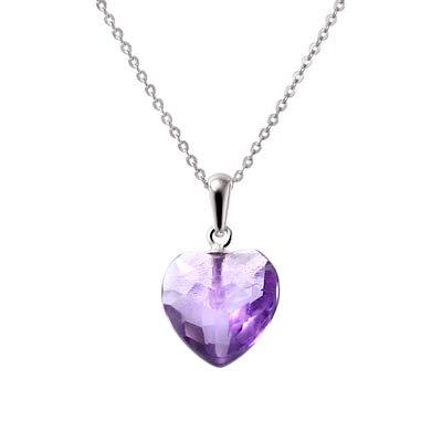 [Australia] - Franki Baker Sterling Small Amethyst Gemstone Heart Pendant Necklace. Length: 50cm 