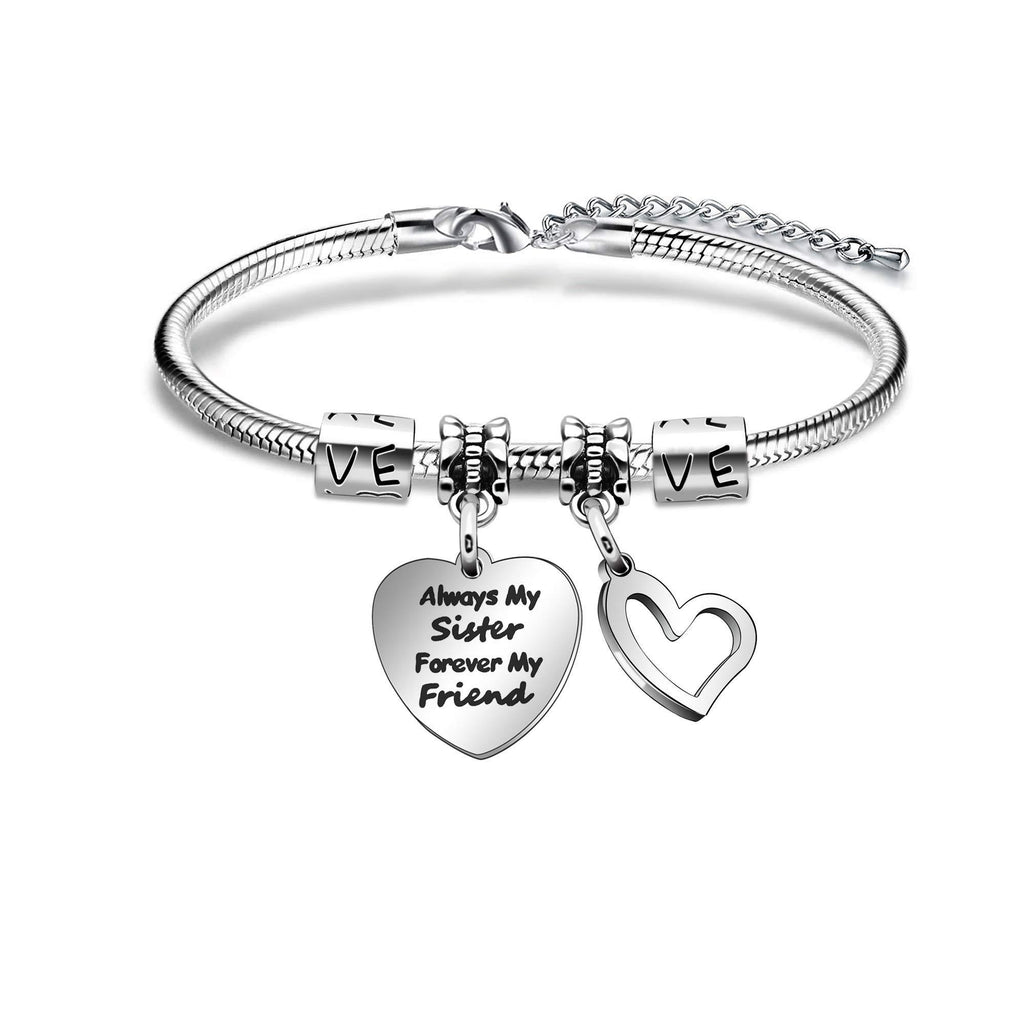 [Australia] - Always My Sister Forever My Friend Sister Heart Bracelet Jewellery Christmas Birthday Gift 