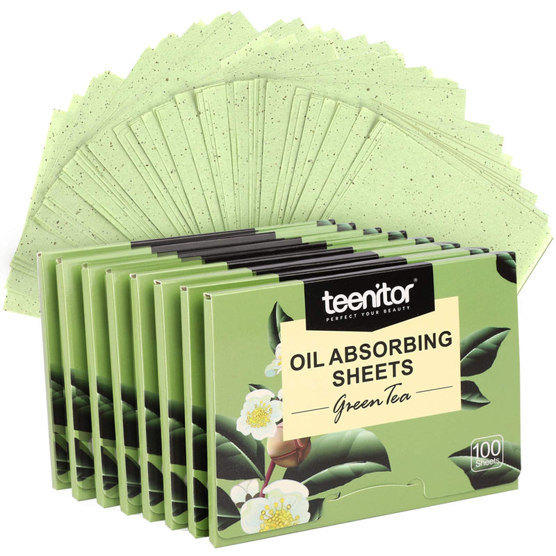 [Australia] - Teenitor Oil Blotting Sheets, 100 Sheets Green Tea Oil Absorbing Tissues Paper, Large 10cmx7cm Oil Blotters, Oil Blotting Paper 1 