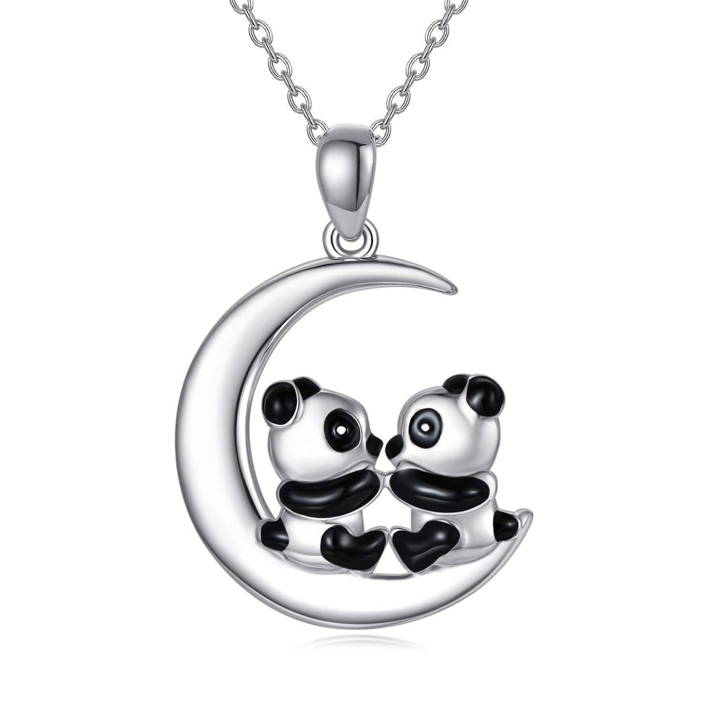 [Australia] - PEIMKO 925 Sterling Silver Lucky Panda Necklace Cute Animal Moon Panda Pendant Necklaces,Panda Gifts for Women Girls Panda on Moon 
