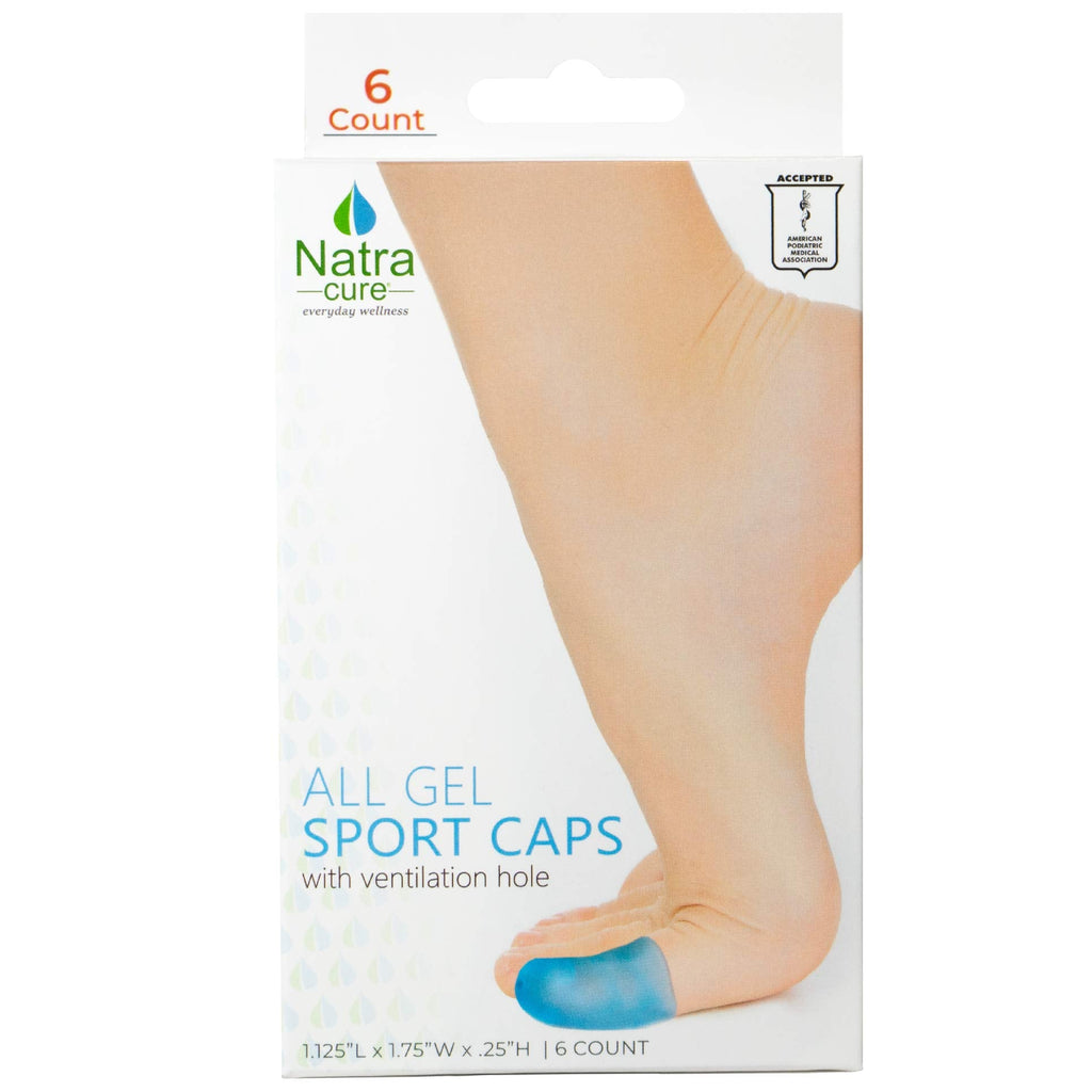 [Australia] - NatraCure Blue Gel Toe Cap and Finger Protector - 6 Pack - (Size: Large/X-Large) - Helps Cushion and Reduce Pain from Corns, Blisters, and Ingrown Nails 