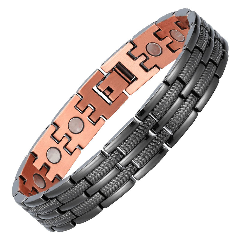 [Australia] - BioMag Copper Bracelet for Men Magnetic Bracelet,Copper Wristband with Ultra Strength Magnets,8.6inches Adjustable with Tools Copper Black 