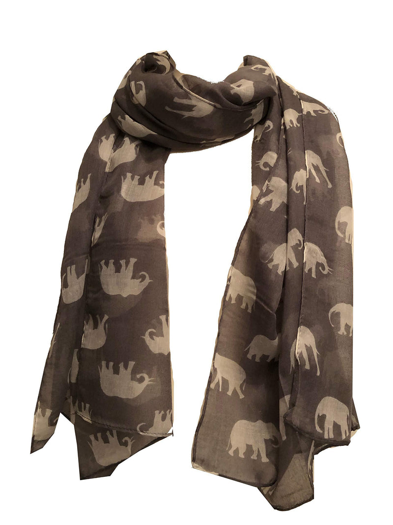 [Australia] - Pamper Yourself Now Elephant animal print women's scarf great gift/present. grey with white 