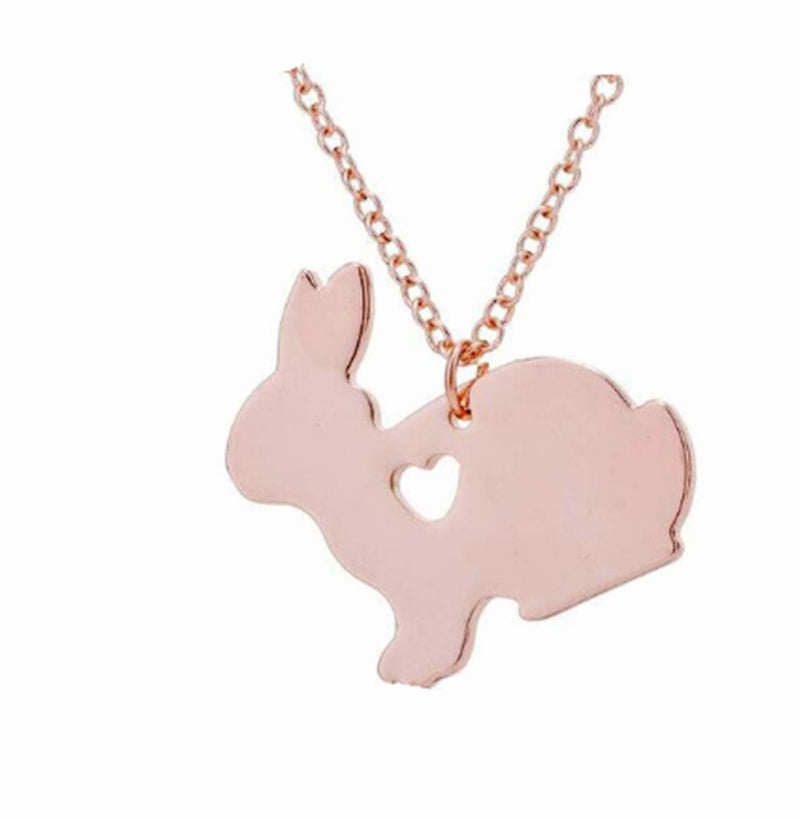 [Australia] - Rabbit necklace, bunny jewellery with heart in organza bag 