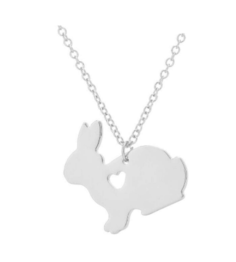 [Australia] - Rabbit necklace, with heart shape, in an organza gift bag 