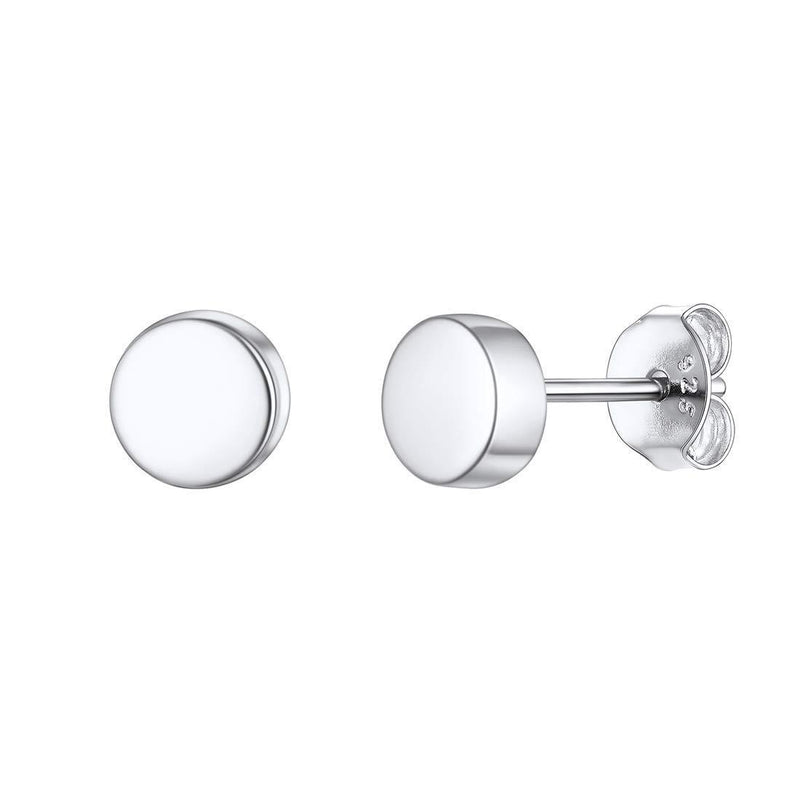 [Australia] - 925 Sterling Silver/18K Gold/Rose Gold Plated Heart/Moon/Star Stud Earrings For Women Fits Sensitive Ears Everyday Jewelry 13-silver Round 