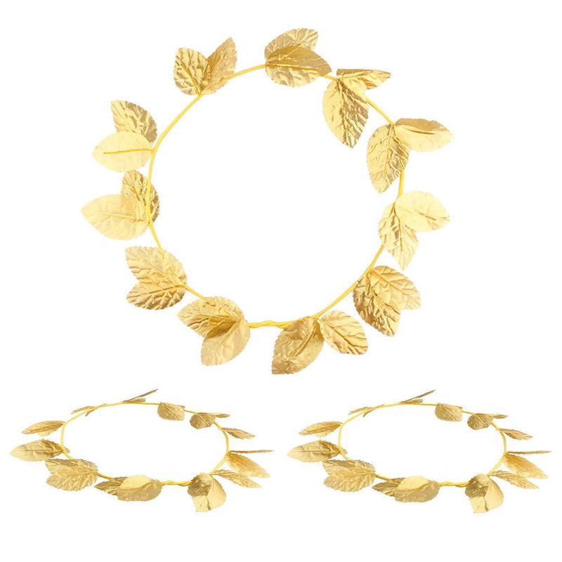 [Australia] - 3 Pieces Roman Head Wreath Gold Leaf Crown Headpieces Roman Leaf Headdress for Cosplay Role Playing Masquerade Accessories 