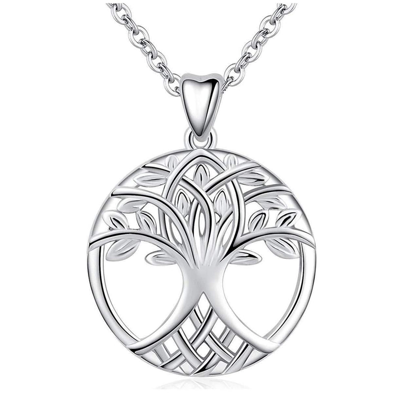 [Australia] - Sterling Silver Tree of Life Celtic Pendant Necklace with 18" silver Chain & Jewellery Gift Box. Womans Yggdrasil Crann Bethadh gift with silver chain. 