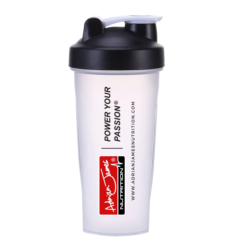 [Australia] - Adrian James Nutrition - Protein Shaker Bottle with Mixer Ball, Leak-Proof Screw-On Lid and Secure Drinking Flip Cap, 100% BPA Free, 600 ml 