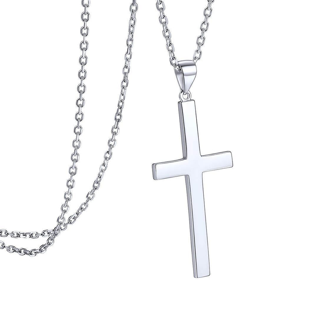 [Australia] - PROSILVER Women Solid Silver Cross Necklace, 925 Sterling Silver with Chain-Adjustable(Send Gift Box) 