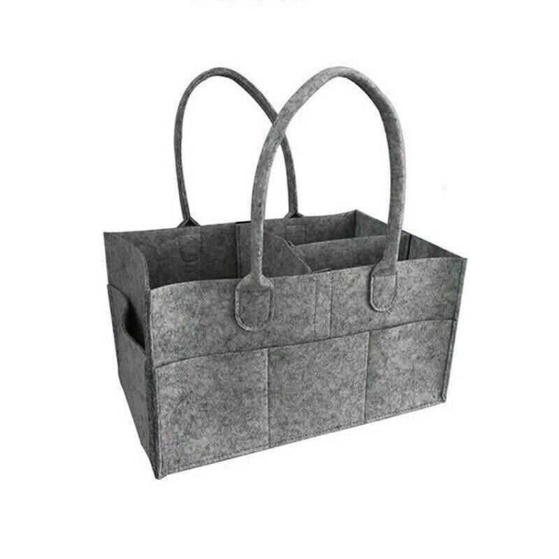 [Australia] - Yueshop Grey Felt Baby Diaper Caddy Nursery Storage Wipes Bag Nappy Organizer Container (Dark Grey) Dark Grey 