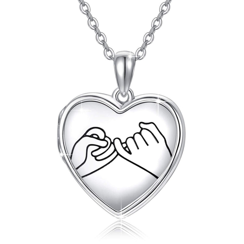 [Australia] - Sterling Silver Locket Necklace That Holds Pictures Promise Heart Locket Pendant Gift for Women Girl Always in My Heart Photo Lockets Keepsake 