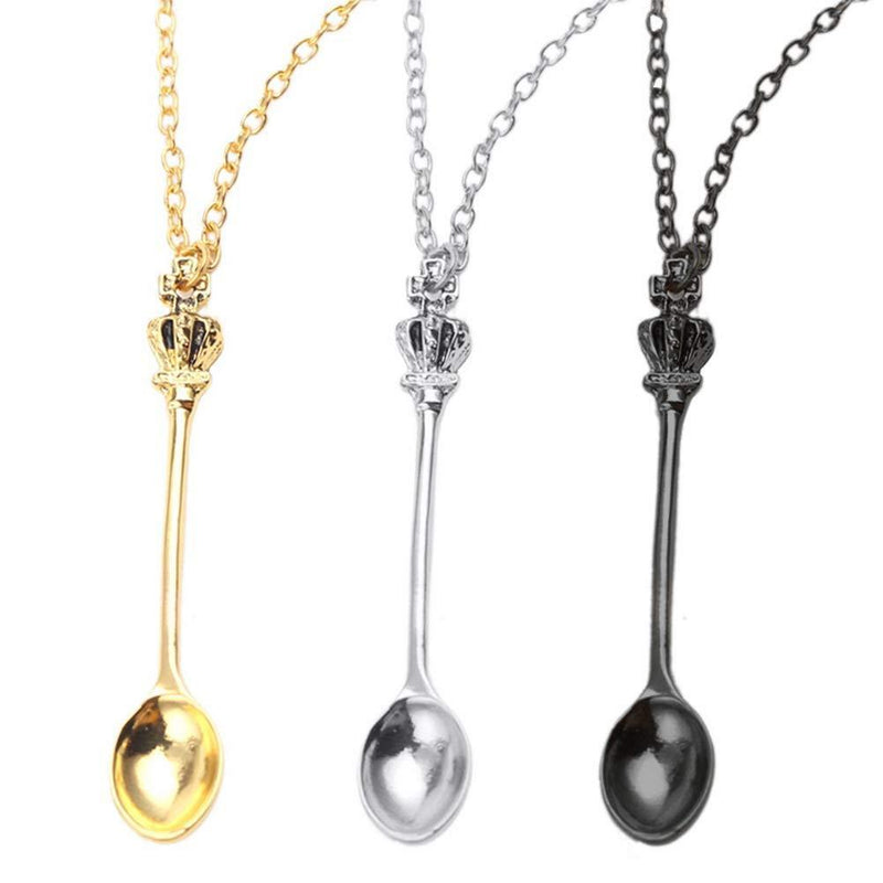 [Australia] - kuou 3Pcs Spoon Necklaces Set, Antique Style Spoon Necklace Charms Jewelry Accessory for Party Favors B 