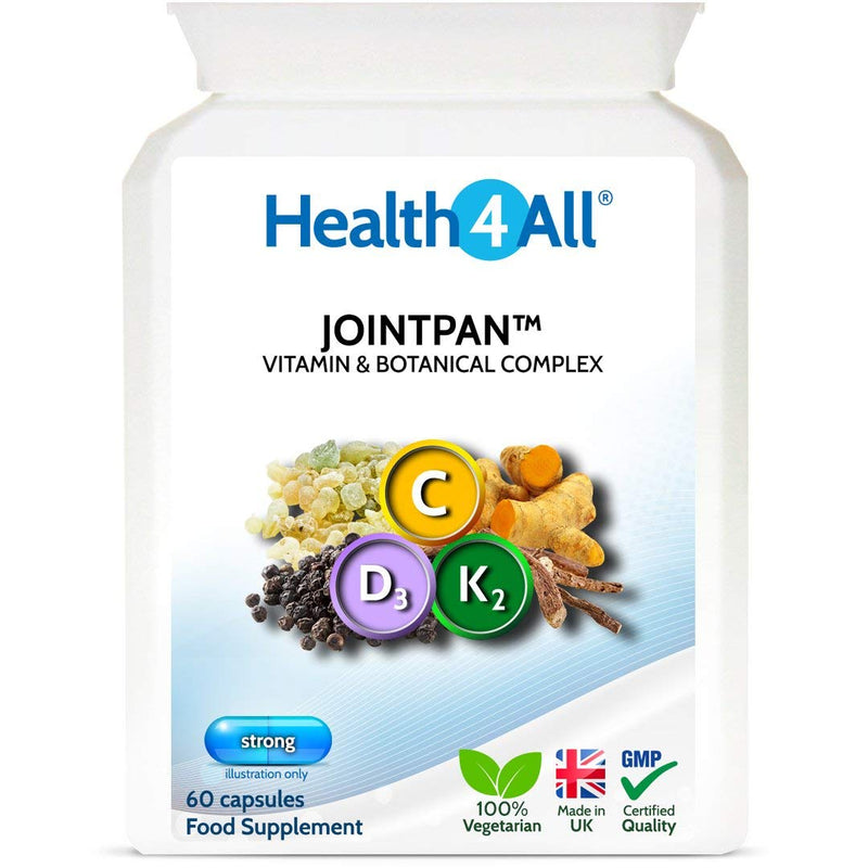 [Australia] - Jointpan Joint Support 60 Capsules (not Tablets) with Boswellia Serrata, Turmeric, Ashwagandha, Vitamins D3 and K2 MK-7. Strong Joint Pain, stiffnes and OA Supplement. Made in The UK by Health4All. 60 Count (Pack of 1) 