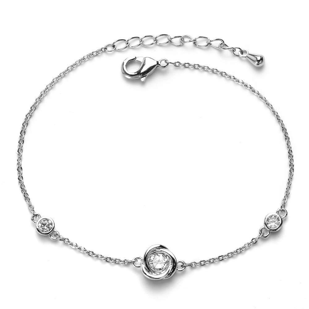 [Australia] - Rose Flower Bracelet 925 Sterling Silver Charm with 5A Cubic Zirconia Stones Gift for Women 