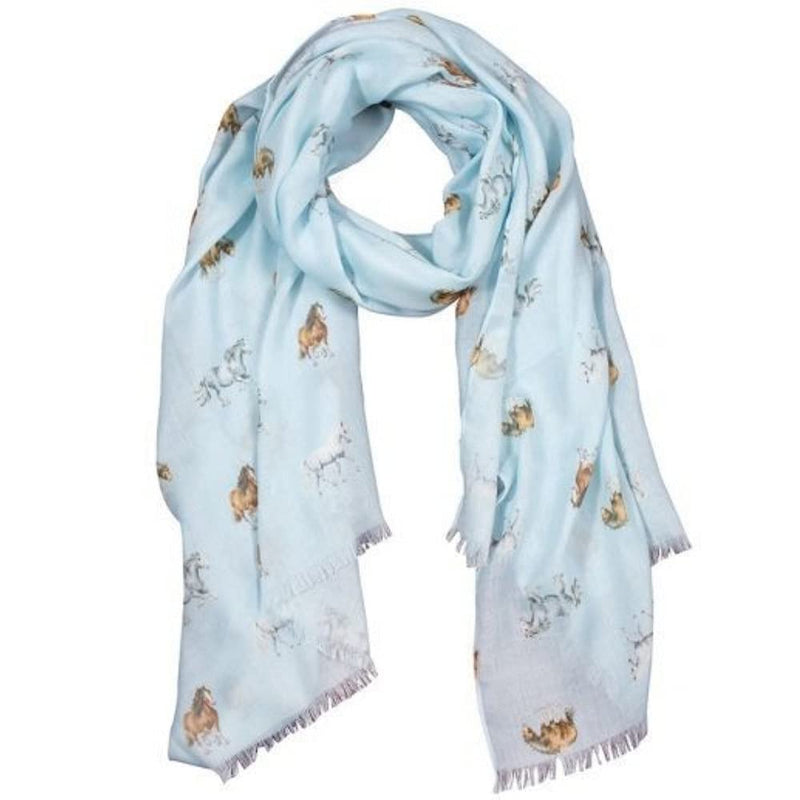[Australia] - Wrendale Designs Feathers and Forelocks ' Horse Sky Blue Scarf 